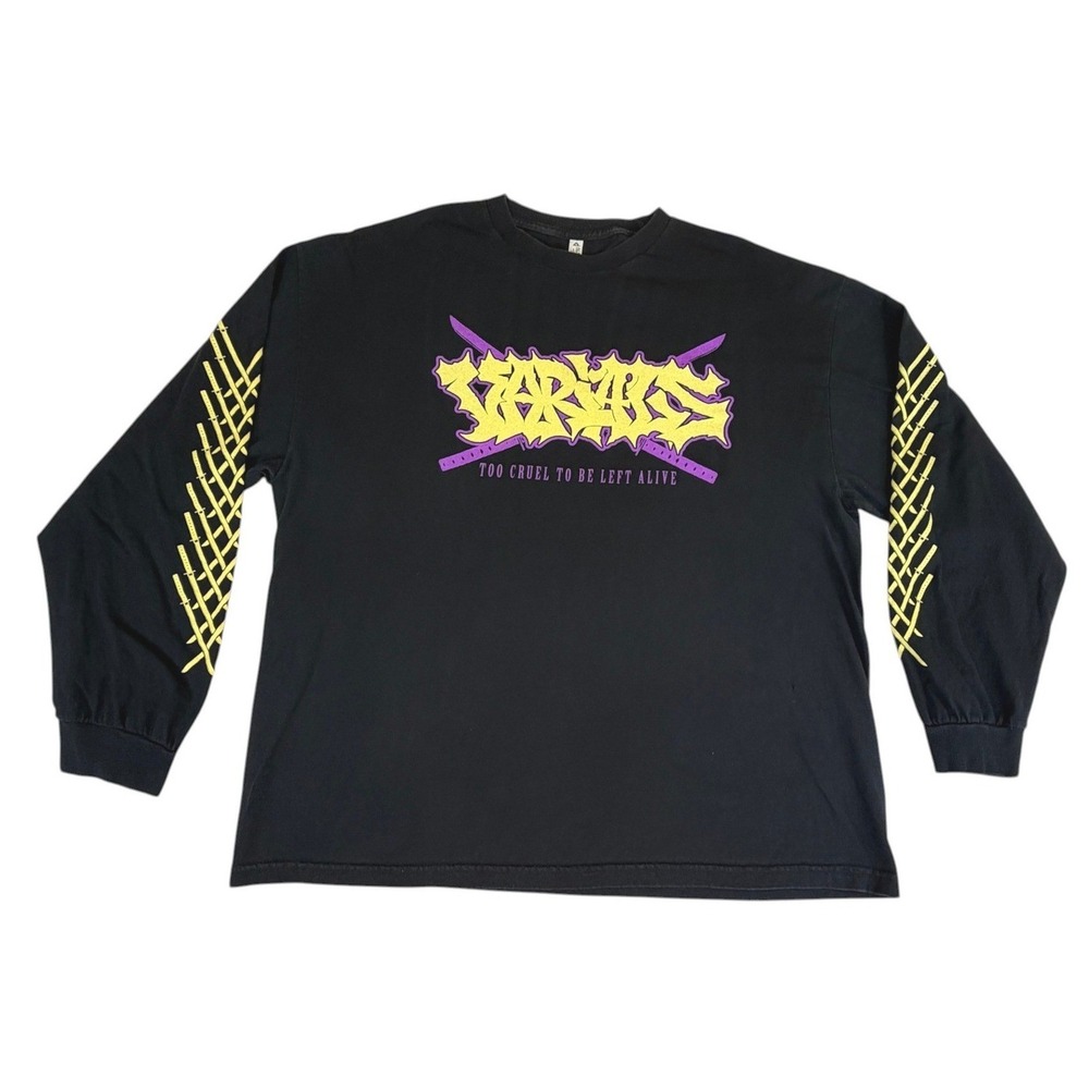 Varials Too Cruel To Be Left Alive Long Sleeve Graphic Tee Black Mens 2XL